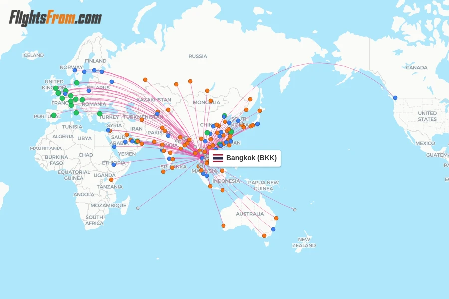 Bangkok flight map