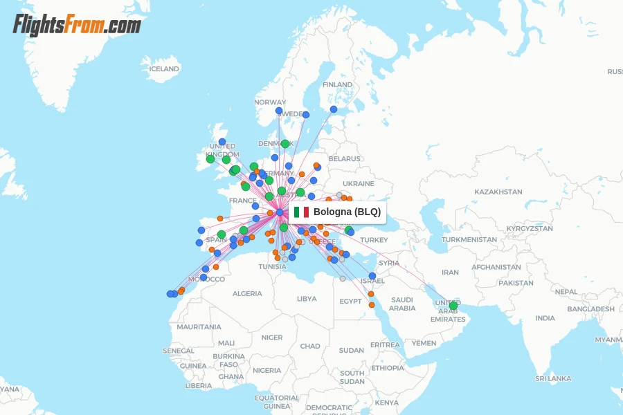 Bologna flight map