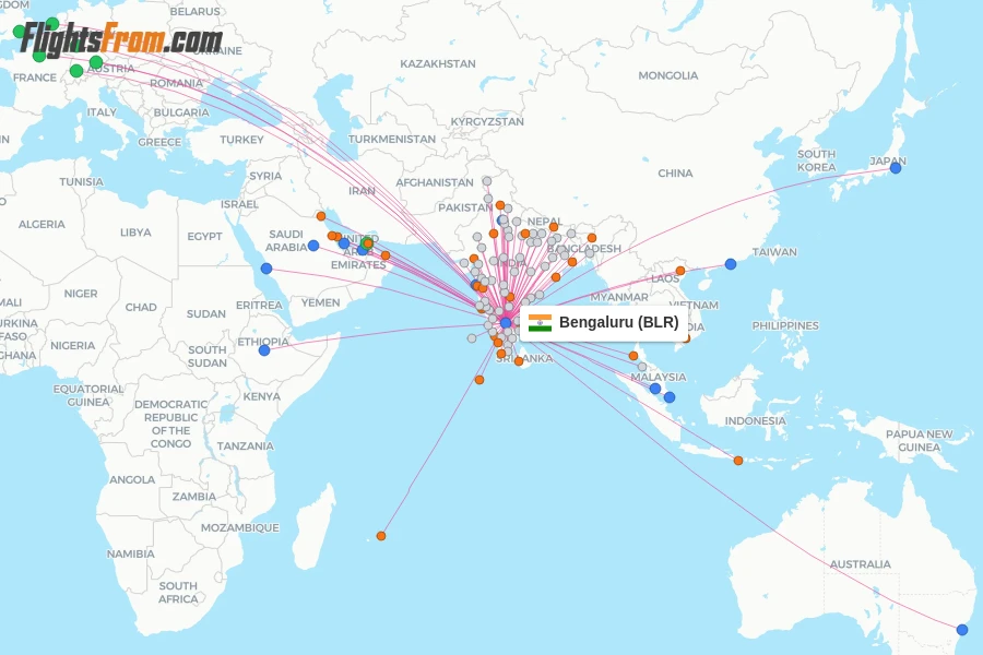 Bengaluru flight map