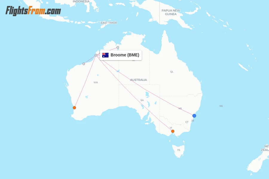 Broome flight map