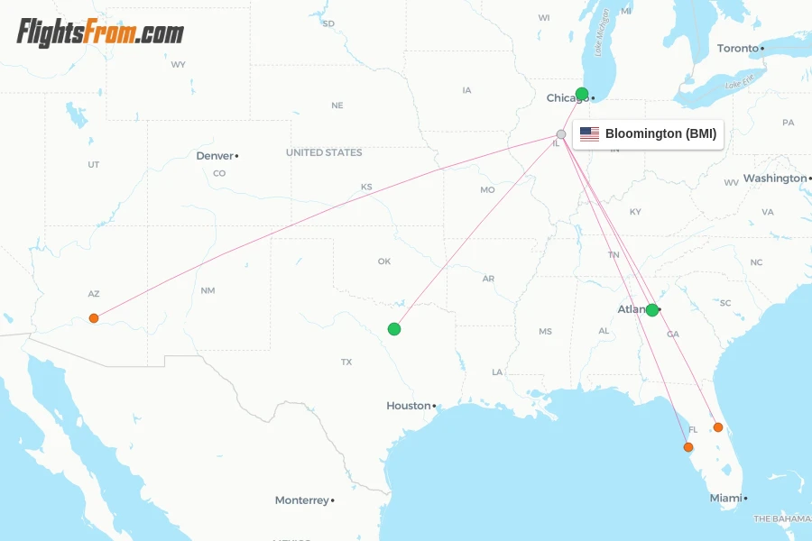 Bloomington flight map