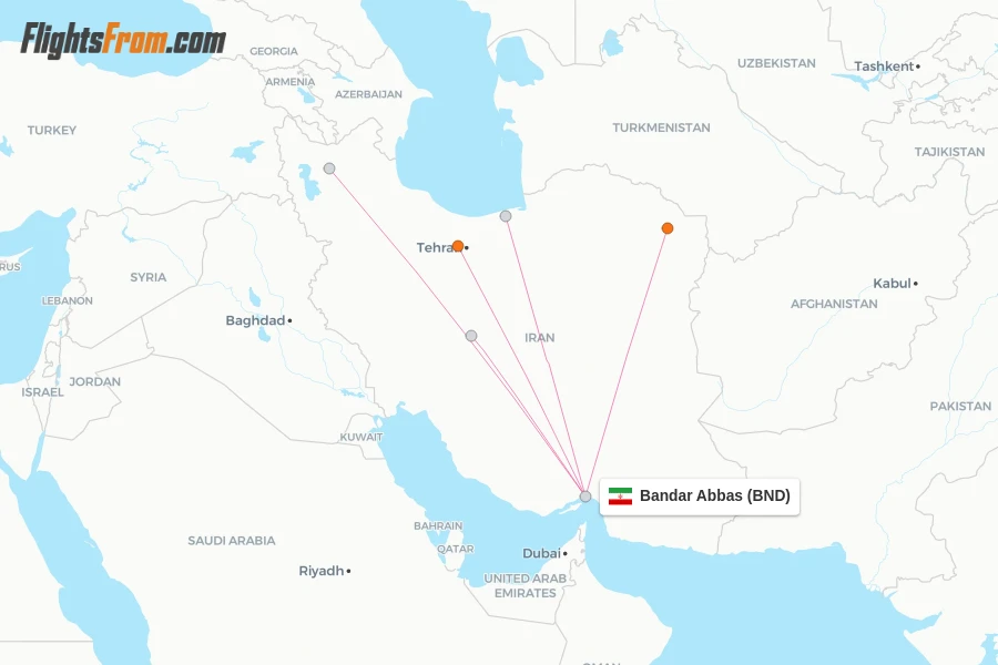 Bandar Abbas flight map
