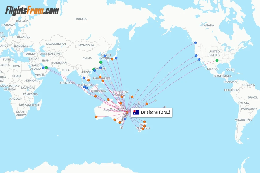 Brisbane flight map
