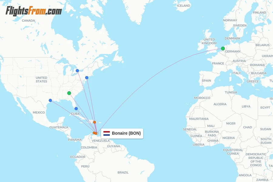 Bonaire flight map