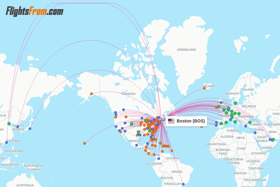 Boston flight map