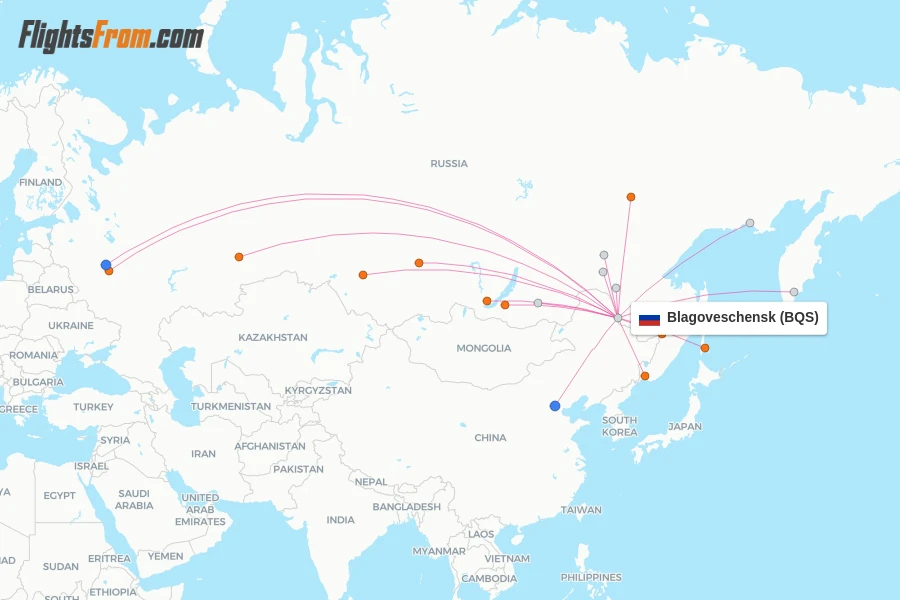 Blagoveschensk flight map