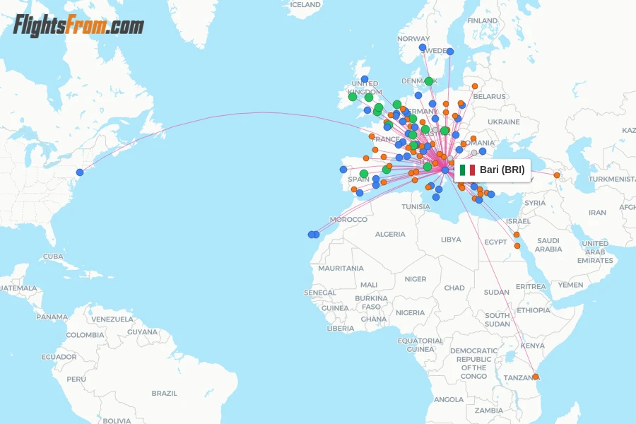 Bari flight map