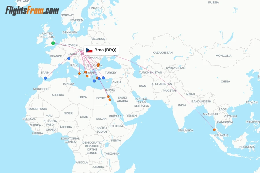 Brno flight map