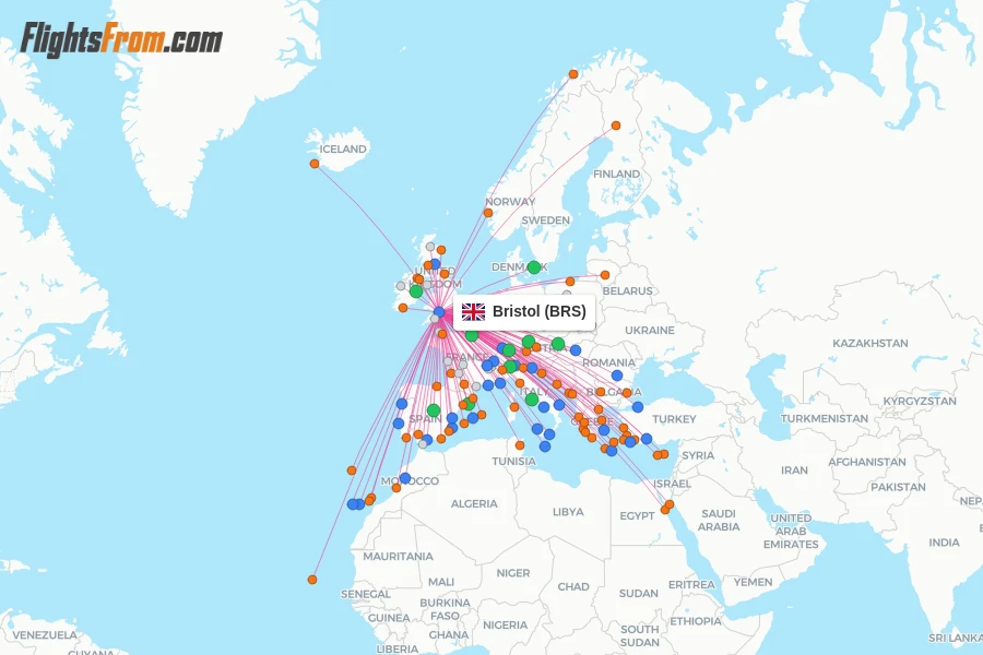 Bristol flight map