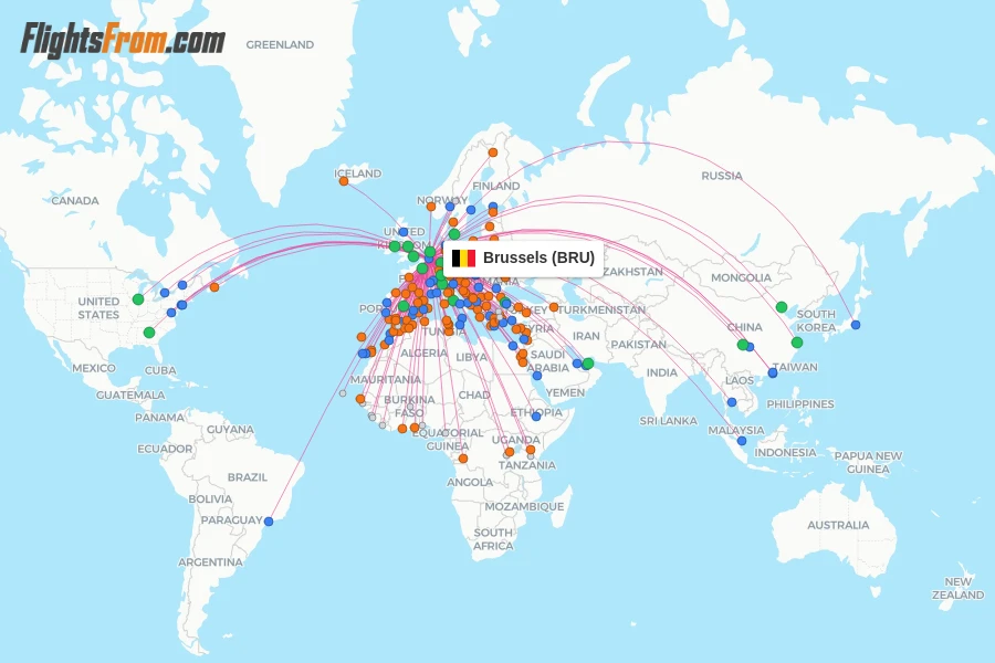 Brussels flight map