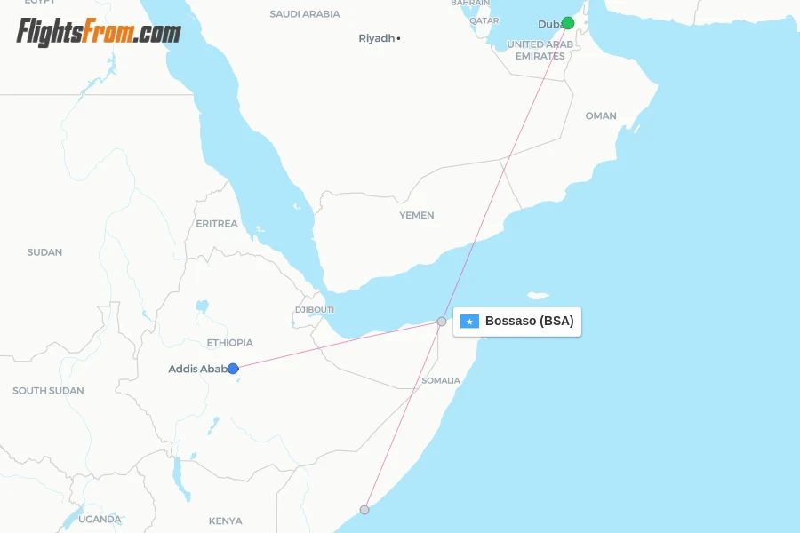 Bossaso flight map