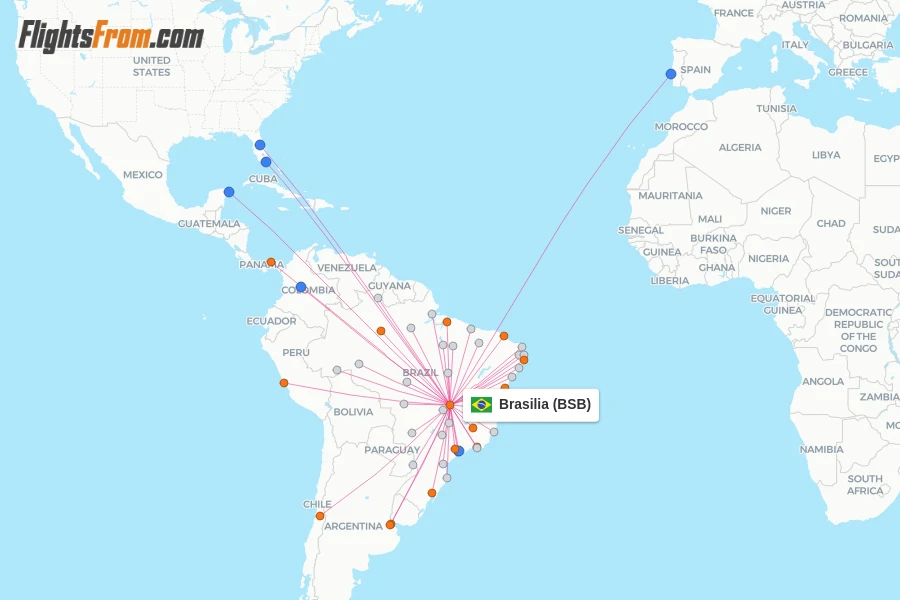 Brasilia flight map