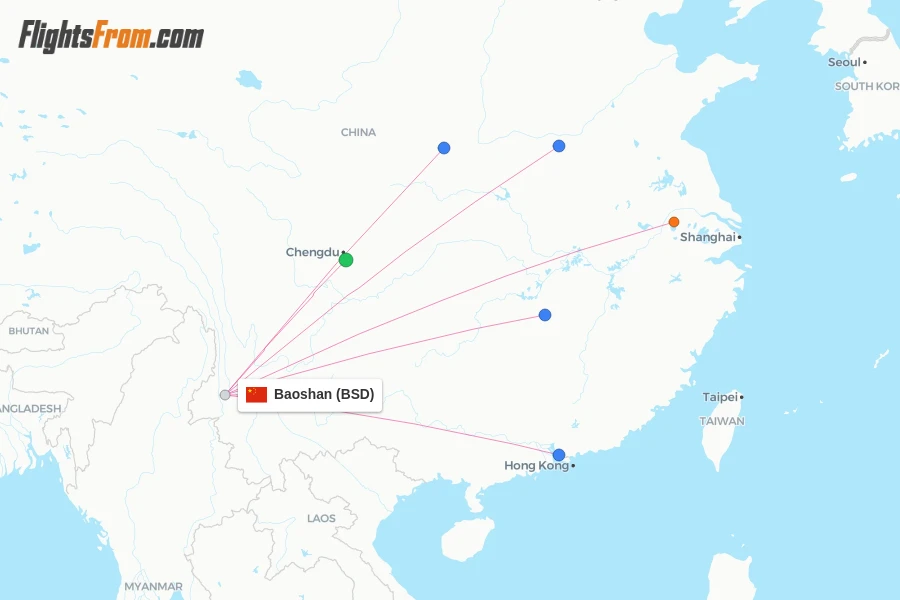 Baoshan flight map