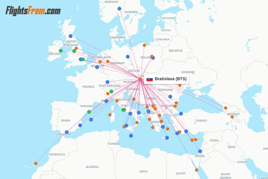 Bratislava flight map