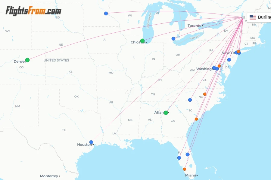 Burlington flight map