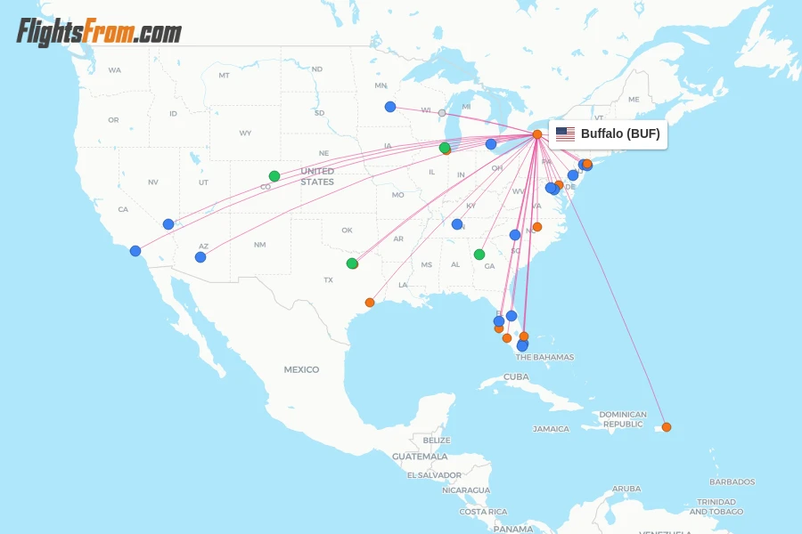 Buffalo flight map