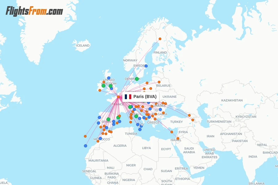 Paris flight map