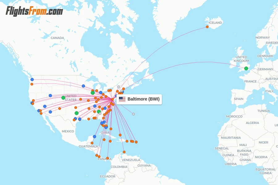Baltimore flight map