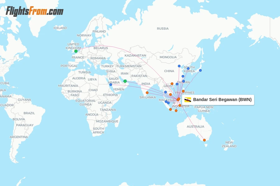 Bandar Seri Begawan flight map