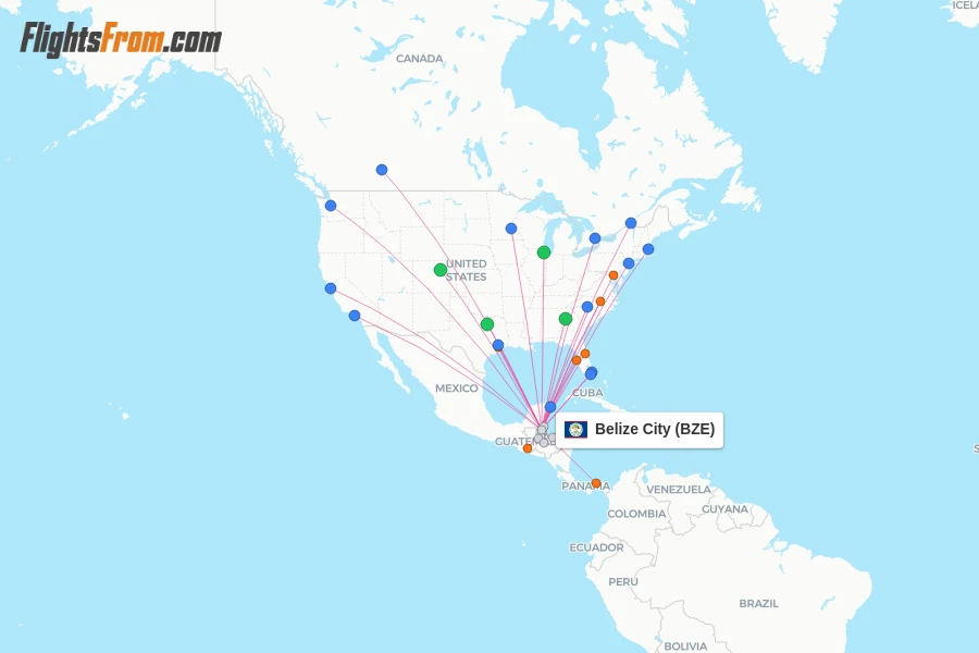 Belize City flight map
