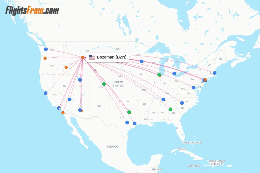 Bozeman flight map