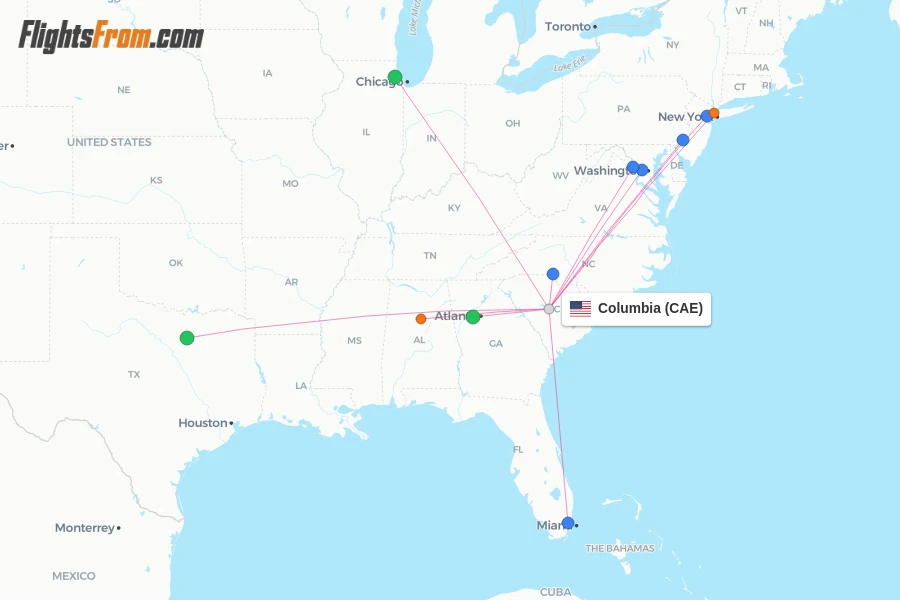 Columbia flight map
