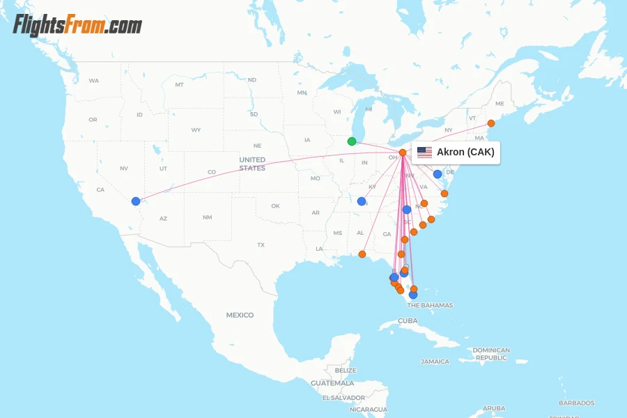 Akron flight map