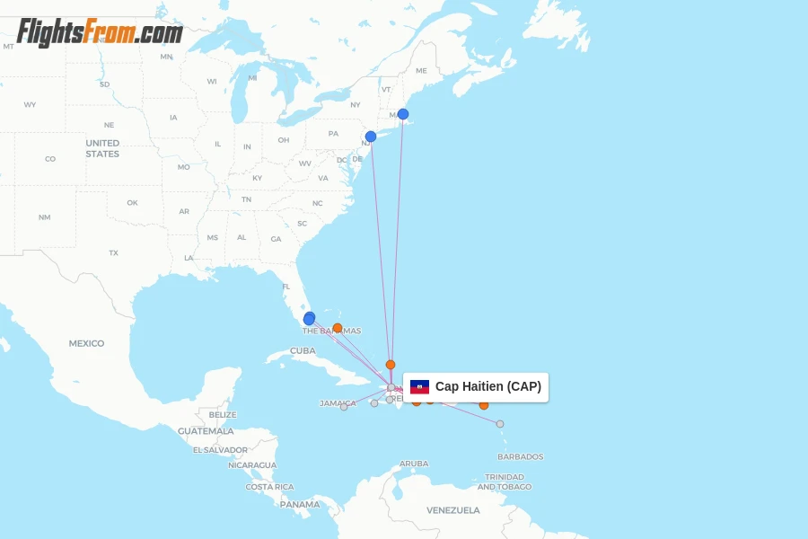 Cap Haitien flight map