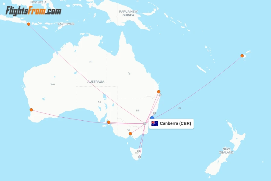 Canberra flight map