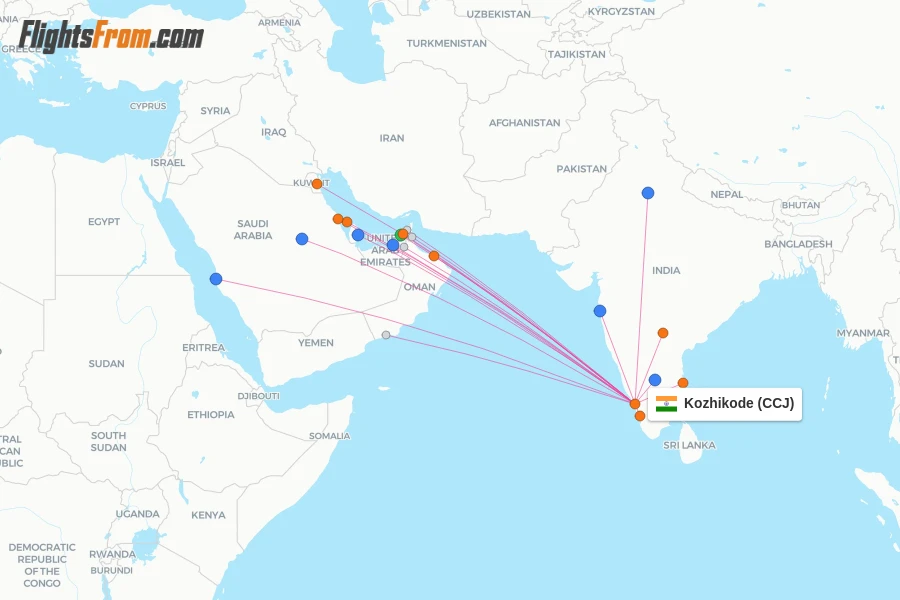 Kozhikode flight map