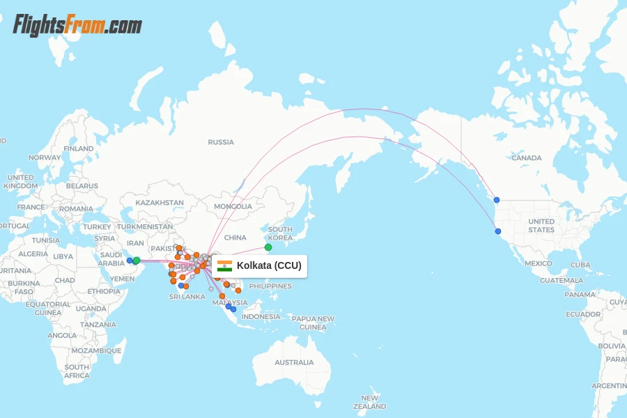 Kolkata flight map