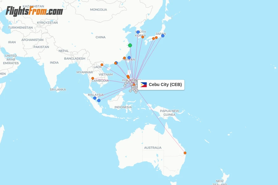 Cebu City flight map