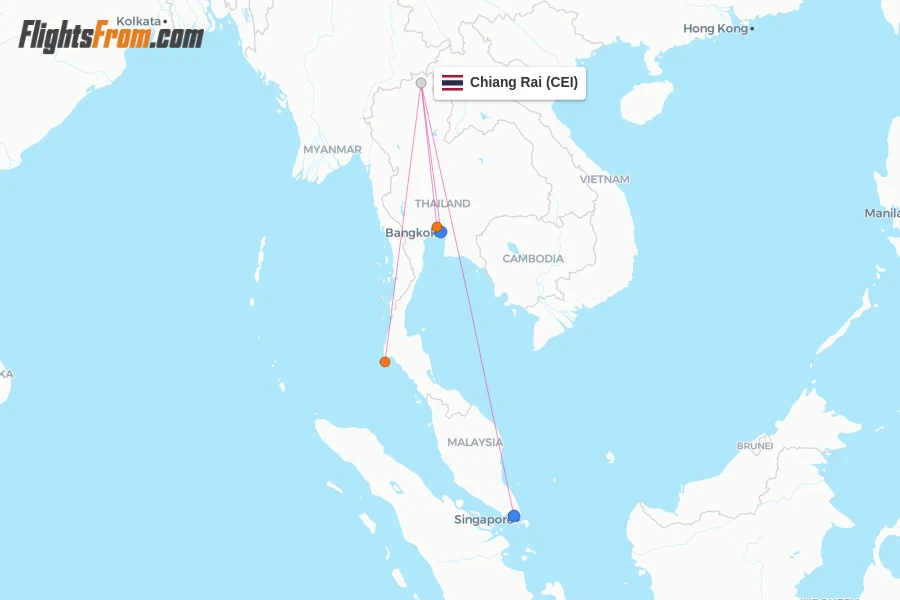 Chiang Rai flight map
