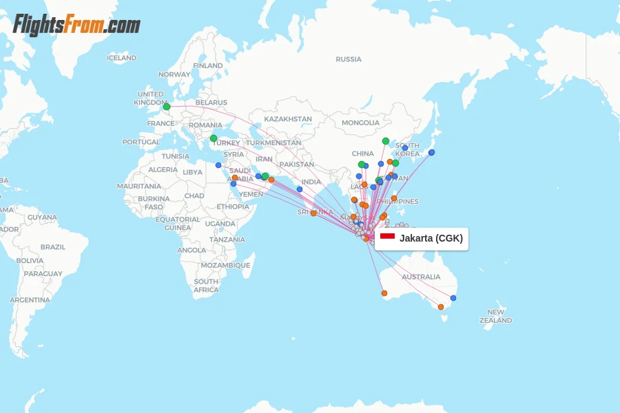 Jakarta flight map
