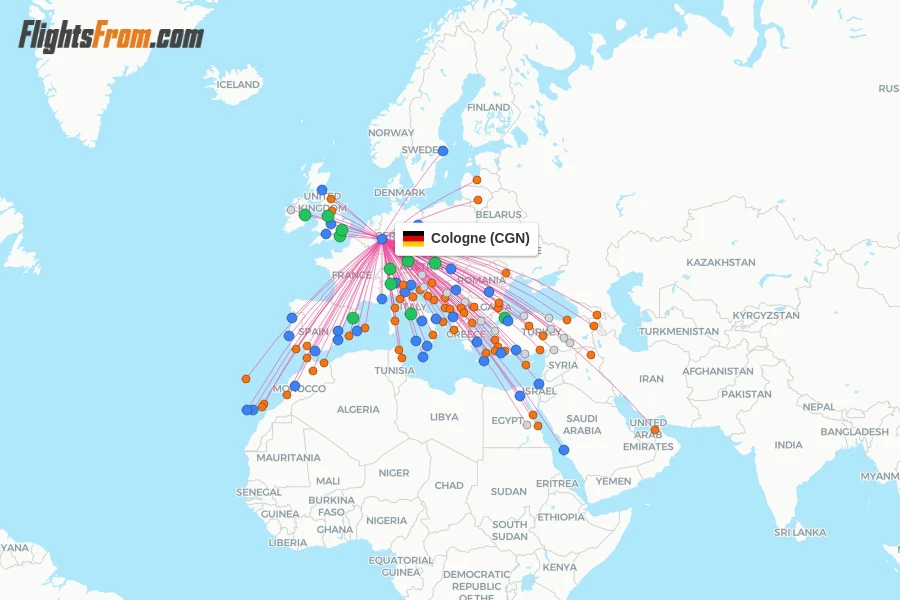 Cologne flight map
