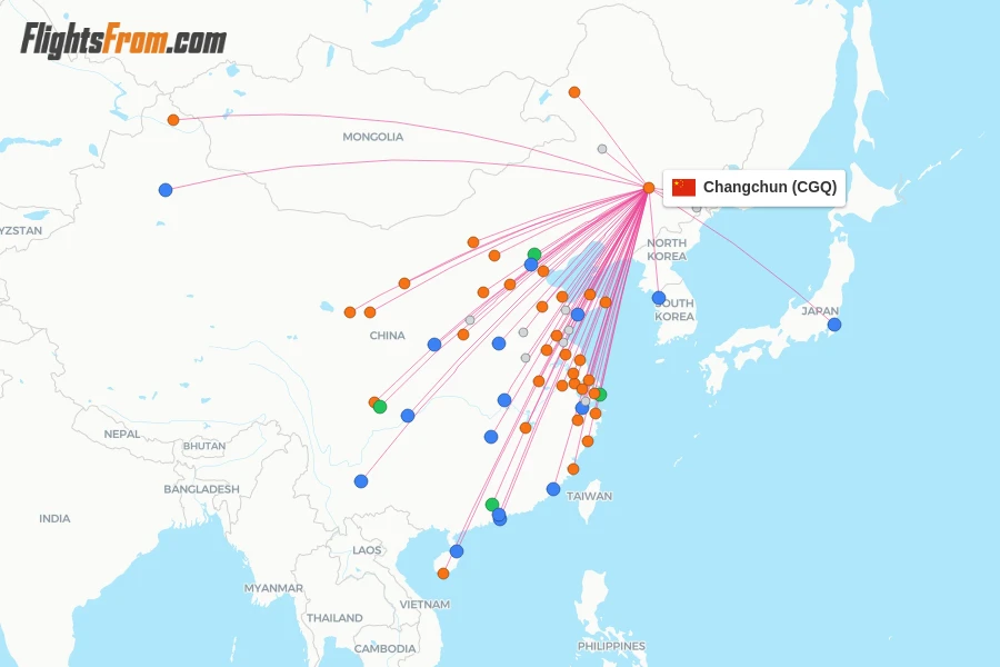 Changchun flight map