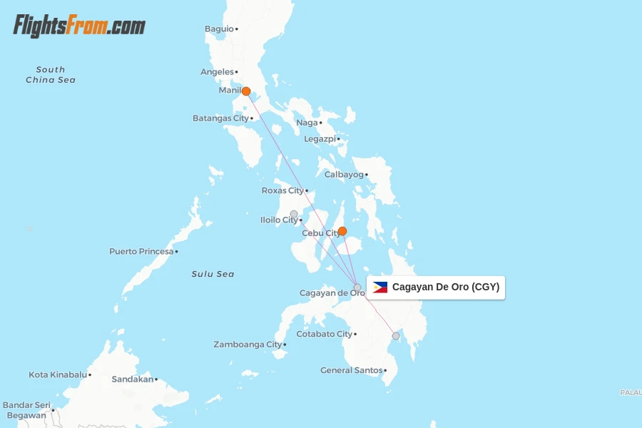 Cagayan De Oro flight map