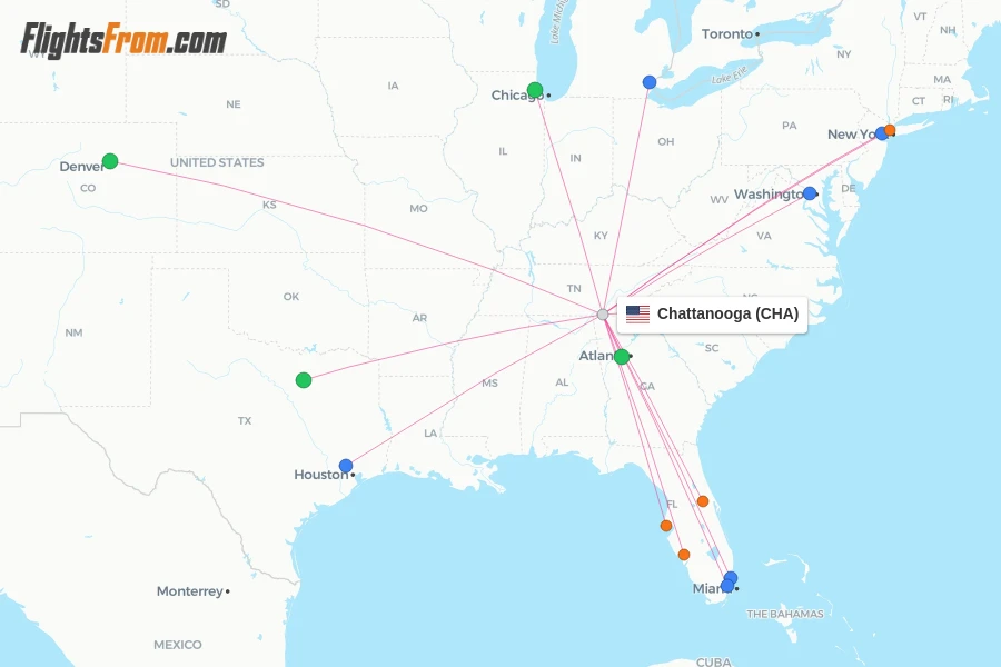 Chattanooga flight map