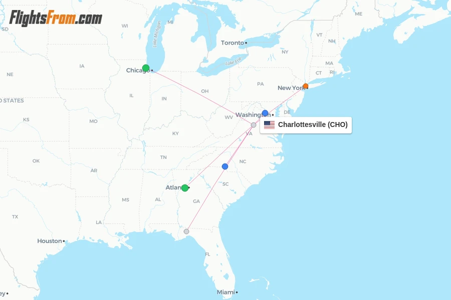 Charlottesville flight map