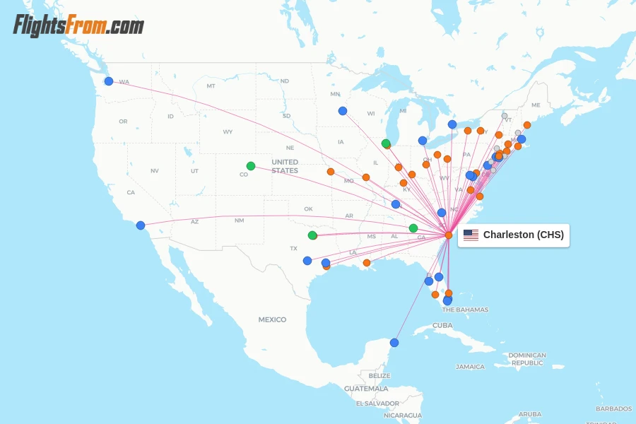 Charleston flight map