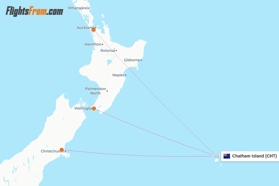 Chatham Island flight map