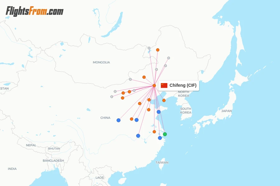 Chifeng flight map