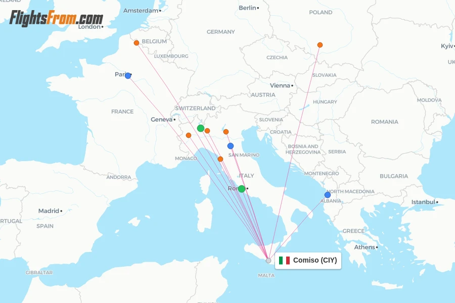 Comiso flight map