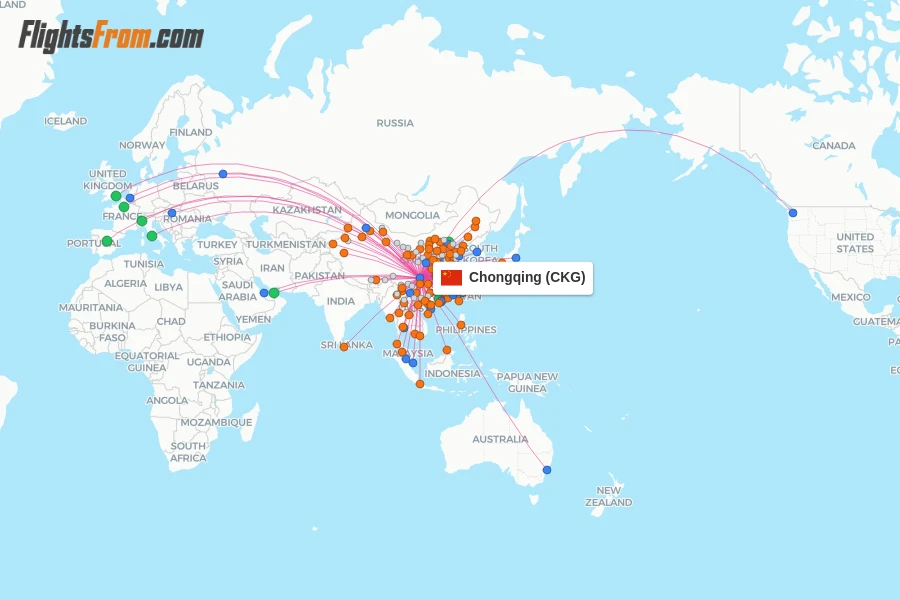 Chongqing flight map