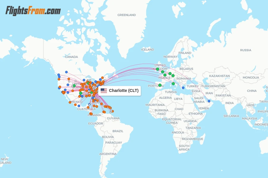 Charlotte flight map