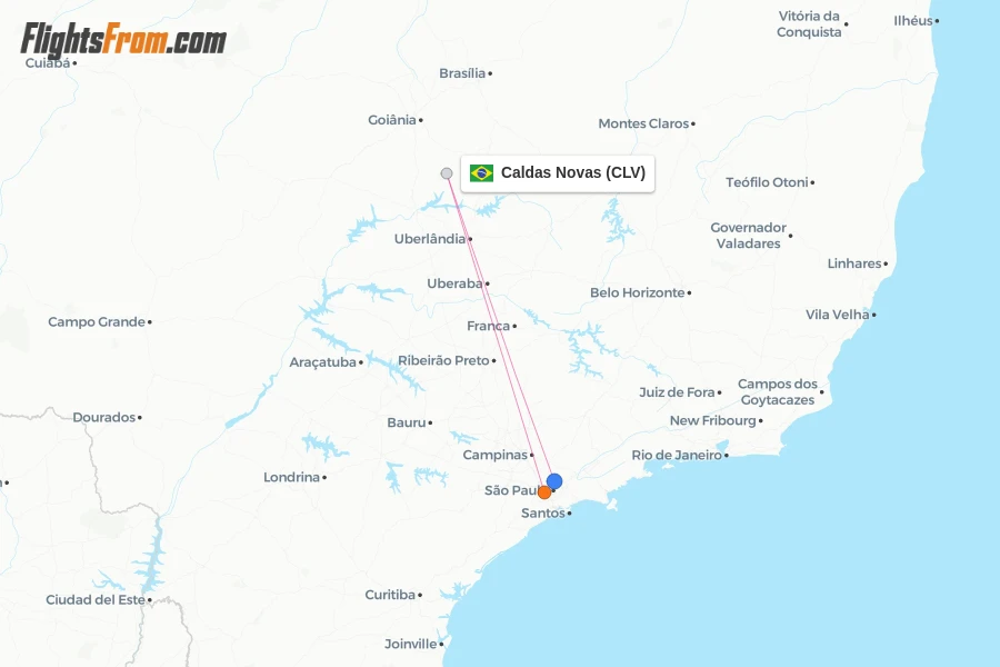Caldas Novas flight map