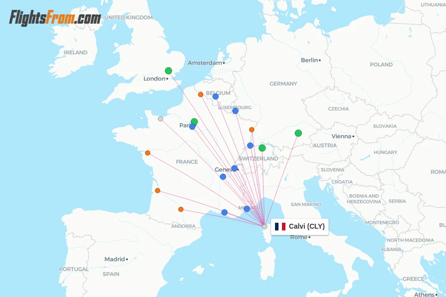 Calvi flight map
