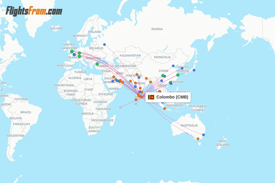 Colombo flight map