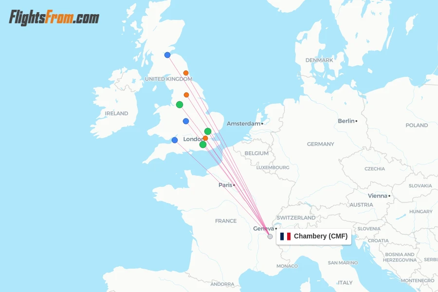 Chambery flight map