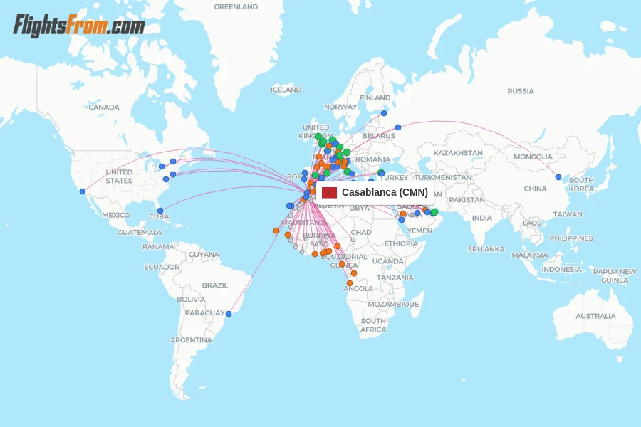 Casablanca flight map